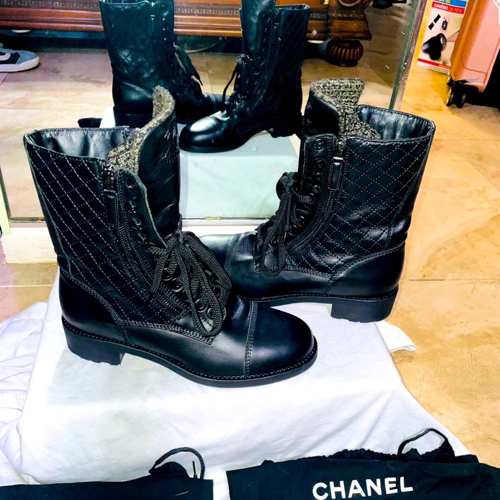 Chanel combat boots